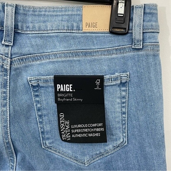 NWT‎ Paige Brigitte Boyfriend Skinny Jeans Destructed Denim Size 26 - Picture 5 of 12